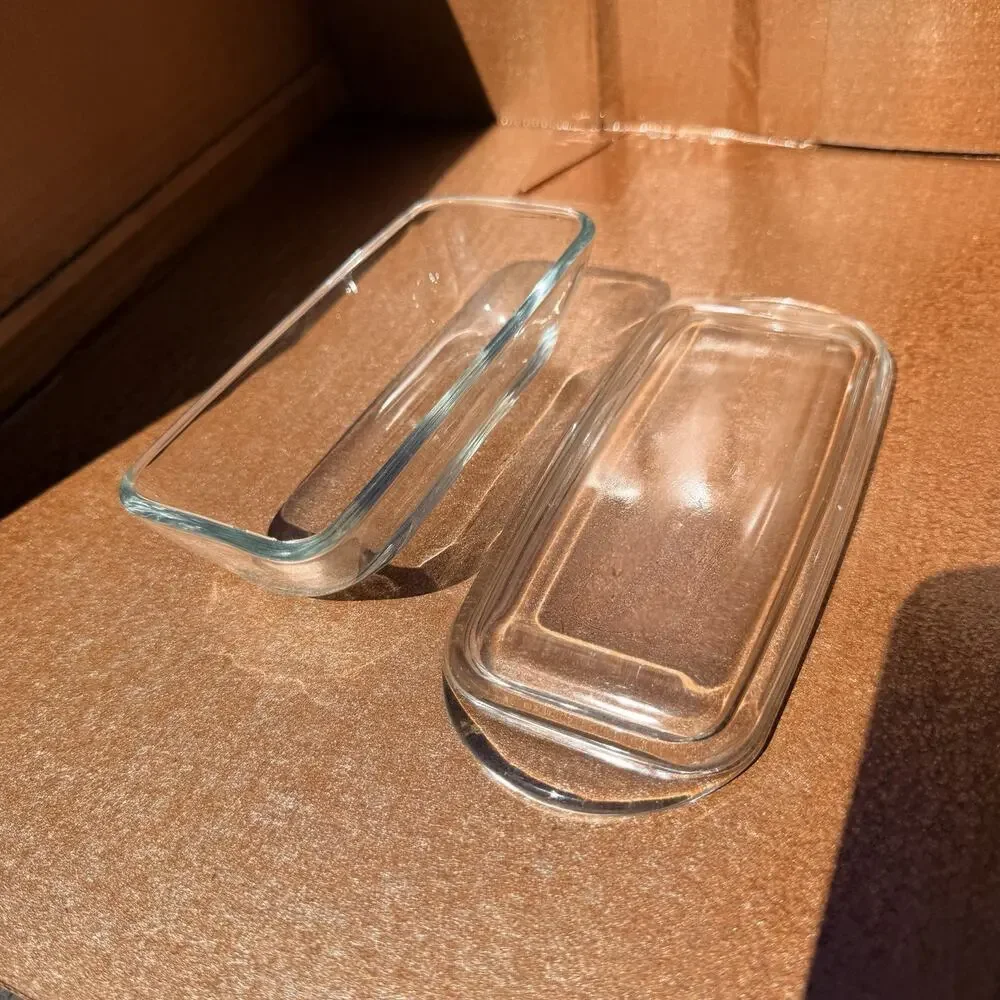 Clear Glass Butter Dish With Lid Covered Butter Keeper Kitchen Tabletop Serving